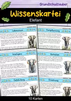 Vorschau - Bildkarten - Elefant - Wissenskartei - Tiere - Deckblatt