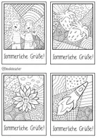 Vorschau - Mal- und Bastelvorlagen - Sommer Set 2 - Pop-Art und Mosaik / Sommerliche Grüße Postkarten - Seite 1