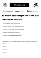 Vorschau - Arbeitsblätter - Deutsche Grammatik Quiz: Aktiv und Passiv für Realschüler - Seite 1