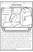Vista previa - Hojas de trabajo - School Things - Read & Colour - página 2