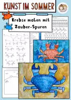 Vorschau - Stundenentwürfe - Kunst im Sommer, Krebse malen mit magischen Zauberspuren, Kunstprojekt - Deckblatt