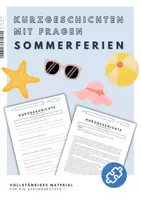 Vorschau - Arbeitsblätter - Arbeitsblätter mit Kurzgeschichten zum Thema Sommerferien - Deckblatt