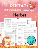 Vorschau - Arbeitsblätter - Diktat zum Thema Herbst: Diktatübungen und Lernwörterübungen - Deckblatt
