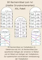 Vorschau - Spiele - 80 Rechenrätsel zum 1x1 (Mathe Grundrechenarten) XXL Paket - Deckblatt