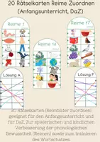 Vorschau - Spiele - 20 Rätselkarten Reime zuordnen (Anfangsunterricht, DaZ,...) - Deckblatt