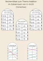 Vorschau - Spiele - Rechenrätsel zum Thema Addition Zahlenraum 0-10/0-20 (kostenlose Vorschau) - Deckblatt