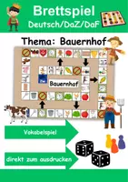 Vorschau - Arbeitsblätter - Brettspiel Bauernhof Wortschatzspiel Grundschule DaZ/DaF/Deutsch - Deckblatt