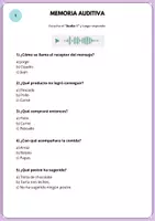Vista previa - Hojas de trabajo - 10 fichas cognitivas de Memoria Auditiva - página 2