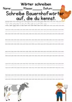 Vorschau - Arbeitsblätter - Bauernhof Wörter und Sätze schreiben DaZ/DaF, deutsch - Seite 1