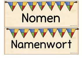 Vorschau - Poster - Nomen Tafelmaterial Nomenpaar - märchenhafte Wortarten - GS FS - Seite 1