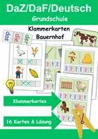 Vorschau - Arbeitsblätter - Bauernhof Klammerkarten mit Lösung - DaZ/DaF, Deutsch (Klasse 1 und 2) - Deckblatt