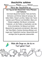 Vorschau - Arbeitsblätter - Bauernhof Leseverstehen und Wortschatz - DaZ/DaF, Deutsch, Sachunterricht - Seite 1
