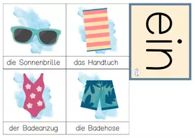 Vorschau - Arbeitsblätter - Sommerwörter schreiben, unbestimmte Artikel üben - Seite 1