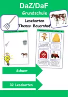 Vorschau - Arbeitsblätter - Lesekarten Bauernhof schwer - DaZ/DaF, Deutsch (Grundschule) - Deckblatt