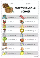 Vorschau - Arbeitsblätter - Sommer Wörterliste inkl. Plural DaZ DaF Grundstufe - Seite 2