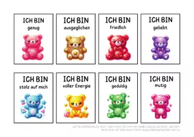 Vorschau - Anderer Materialtyp - Mutmachkarten Gummibärchen | Positive Affirmationen für Kinder | Klasse 1–4 mit niedlichen Gummibärchen Motive - Seite 1