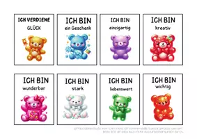 Vorschau - Anderer Materialtyp - Mutmachkarten Gummibärchen | Positive Affirmationen für Kinder | Klasse 1–4 mit niedlichen Gummibärchen Motive - Seite 2