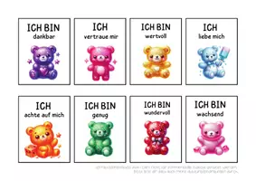 Vorschau - Anderer Materialtyp - Mutmachkarten Gummibärchen | Positive Affirmationen für Kinder | Klasse 1–4 mit niedlichen Gummibärchen Motive - Seite 3
