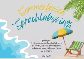 Vorschau - Spiele - Sommerferien-Sprachlabyrinth-Spiel - Deckblatt