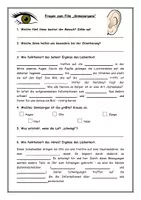 Vorschau - Arbeitsblätter - Sinnesorgane - Fragen zum Film - WAS IST WAS - Auge - Ohr - Seite 1