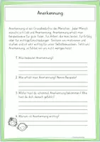 Vorschau - Arbeitsblätter - Lob und Anerkennung Ethik - Seite 1