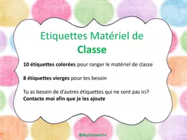 Aperçu - Apprentissages en autonomie - Etiquettes Materiel Classe MySchoolette - Page de couverture