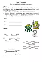 Vorschau - Arbeitsblätter - Monsterbeschreibung vorbereiten und verfassen - Deckblatt