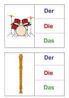 Vorschau - Bildkarten - Bestimmter Artikel Musik Bidlkarten/ Klammerkarten - Seite 1