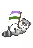 Vorschau - Mal- und Bastelvorlagen - Waschbär mit Prideflag Genderqueer - Clipart Grafiken - Deckblatt