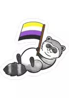 Vorschau - Mal- und Bastelvorlagen - Waschbär mit Prideflag Nonbinär - Clipart Grafiken - Deckblatt
