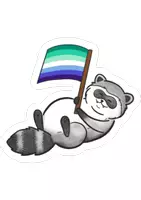 Vorschau - Mal- und Bastelvorlagen - Waschbär mit Prideflag Schwul - Clipart Grafiken - Deckblatt