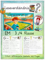 Vorschau - Arbeitsblätter - Leseverständnis - EM 2024 - 3./4. Klasse (2-fach differenziert) - Deckblatt