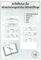 Vorschau - Arbeitsblätter - Hilfefächer mit abwechslungsreichen Satzanfängen für Geschichten (Aufsatzhelfer) - Deckblatt