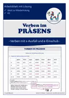 Vorschau - Arbeitsblätter - Das Präsens - Verben mit s-Ausfall und e-Einschub | DaF | A1 - Deckblatt