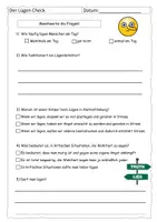 Vorschau - Arbeitsblätter - Quiz zum Lügen Check - (mit Lösung) - Deckblatt
