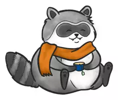 Vorschau - Mal- und Bastelvorlagen - Waschbär mit Tee und Schal - Clipart Grafiken - Deckblatt