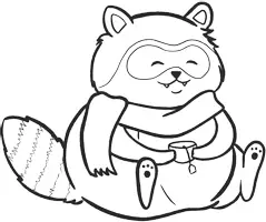 Vorschau - Mal- und Bastelvorlagen - Waschbär mit Tee und Schal - Clipart Grafiken - Seite 3