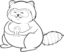Vorschau - Mal- und Bastelvorlagen - Waschbär mit Lebkuchenmann - Clipart Grafiken - Seite 3