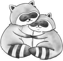 Vorschau - Mal- und Bastelvorlagen - Waschbären die sich umarmen - Clipart Grafiken - Seite 2