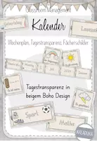 Vorschau - Poster - Kalender, Wochenplan, Tagestransparenz, Fächerschilder - Boho - Deckblatt