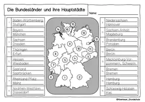 Vorschau - Arbeitsblätter - Deutschlandkarte zum Eintragen der Bundesländer - Seite 2