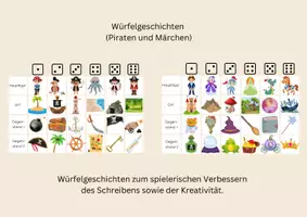 Vorschau - Spiele - Würfelgeschichten Piraten und Märchen (Schreibanlass, Geschichten) - Deckblatt