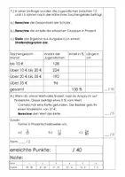 Vorschau - Arbeitsblätter - Klassenarbeit zur Prozentrechnung - Seite 1