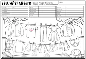 Vista previa - Manualidades / Dibujos para colorear - LES VÊTEMENTS - Lis et colorie (2 niveles de diferenciación) - página 2