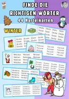 Vorschau - Fördermaterial/Inklusion - Finde die richtigen Wörter, Winter, Karteikarten - Deckblatt