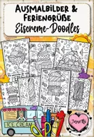 Vorschau - Mal- und Bastelvorlagen - Ausmalbilder Sommer | Sommerferiengrüße zum Ausmalen: Eiscreme-Doodles - Deckblatt