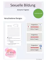 Vorschau - Arbeitsblätter - Sexuelle Bildung: Schilder für Fragebox + Vorlage Fragen - Deckblatt