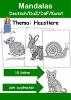 Vorschau - Arbeitsblätter - Mandalas Thema Haustiere - Grundschule - Bastelvorlagen - Deckblatt