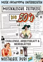 Vorschau - Arbeitsblätter - Musikalische Zeitreise: Musik der 50er Jahre / Musik fachfremd unterrichten - Deckblatt