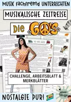Vorschau - Arbeitsblätter - Musikalische Zeitreise: Musik der 60er / Beatles, uvm.! Musik fachfremd unterrichten - Deckblatt